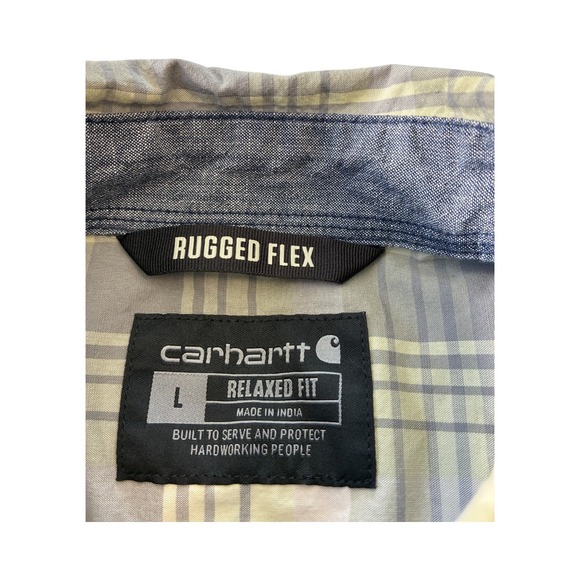 Carhartt Rugged Flex Relaxed Fit Plaid Button Up‎ Shirt Men's Size L Workwear - Picture 4 of 9